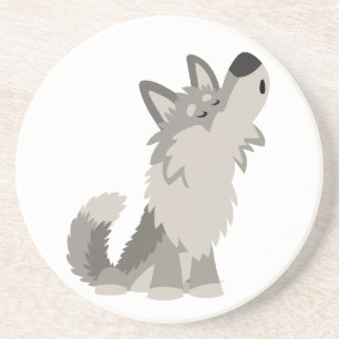 En Grès Dessous de verre de loup caricaturé de mignonne Ho