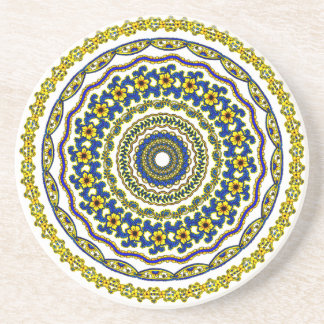 En Grès dessous de verre de mandala de méditation d'art
