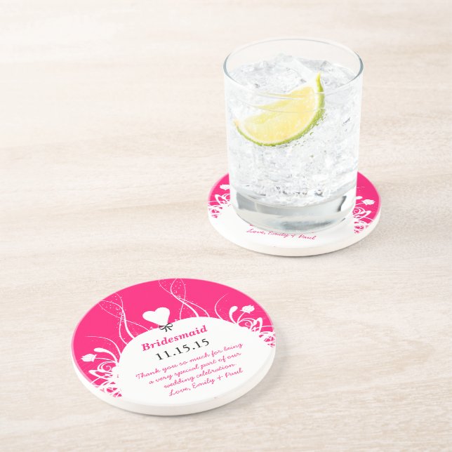 En Grès Dessous de verre de Mariage de Bridesmaid (Côté)