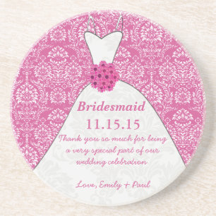 En Grès Dessous de verre de Mariage de Bridesmaid