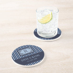 En Grès Dessous de verre de mariage sur mesure monogrammé 