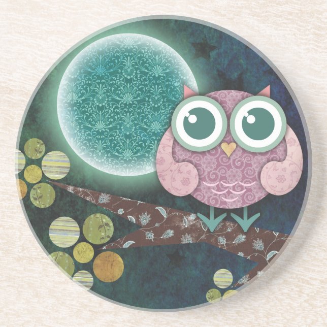 En Grès Dessous de verre de minuit de hibou (Devant)