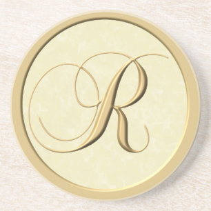 En Grès Dessous de verre de monogramme - lettre R