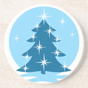 En Grès Dessous de verre de Noël élégant Bleu Arbre de Noë