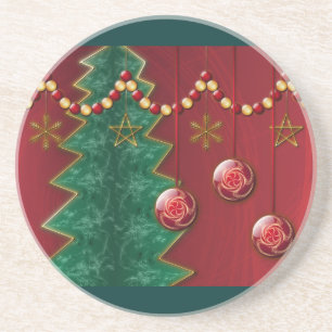 En Grès Dessous de verre de Noël fêté fractal