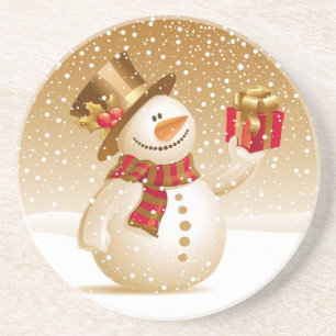 En Grès Dessous de verre de Noël Snowman