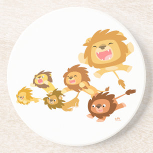 En Grès Dessous de verre de Parade des Lions Cartoon