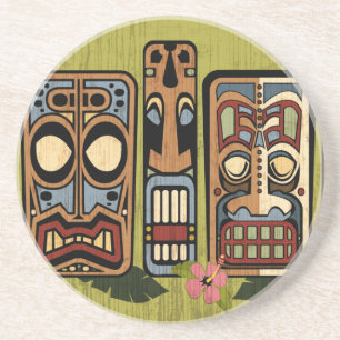 En Grès Dessous de verre de partie de Tiki