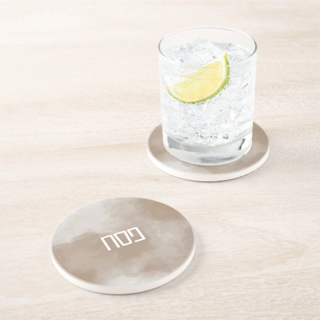 En Grès Dessous de verre de pêche à l'aquarelle de cuivre (Côté)