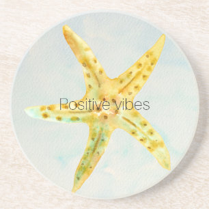En Grès Dessous de verre de plage de Starfish jaune