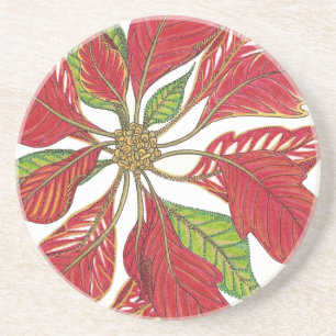 En Grès Dessous de verre de poinsettia de vacances