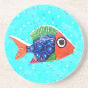 En Grès Dessous de verre de poissons tropicaux