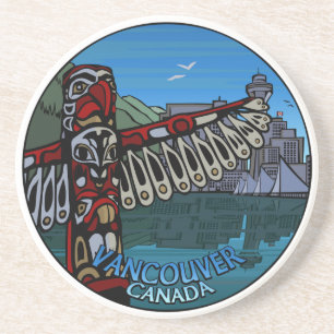 En Grès Dessous de verre de souvenirs de Vancouver Totem P