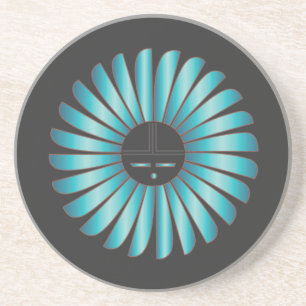En Grès Dessous de verre de Sun de turquoise
