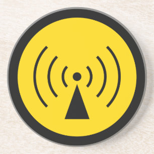 En Grès dessous de verre de symbole d'avertissement de rf