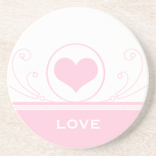 En Grès Dessous de verre de tourbillons de coeur, rose pâl
