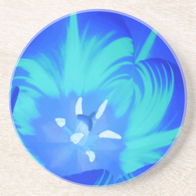 En Grès Dessous de verre de tulipe bleu clair (Devant)