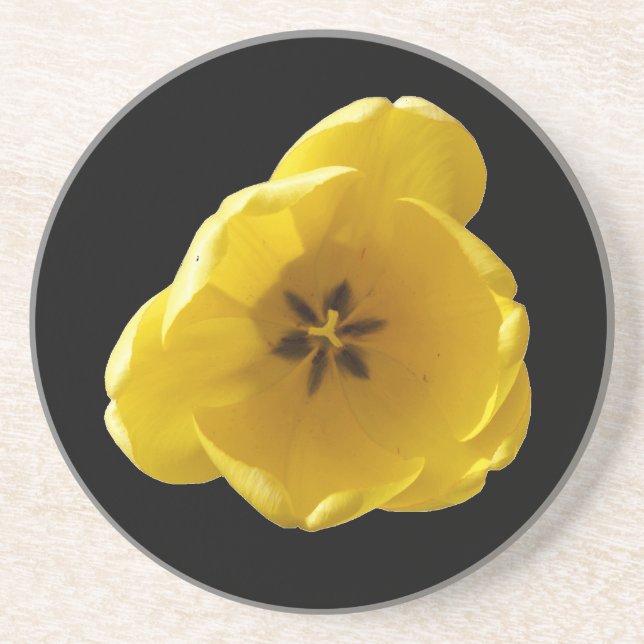 En Grès Dessous de verre de tulipe jaune (Devant)