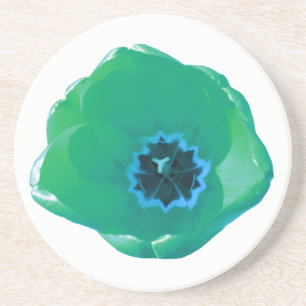 En Grès Dessous de verre de tulipe verte et bleue