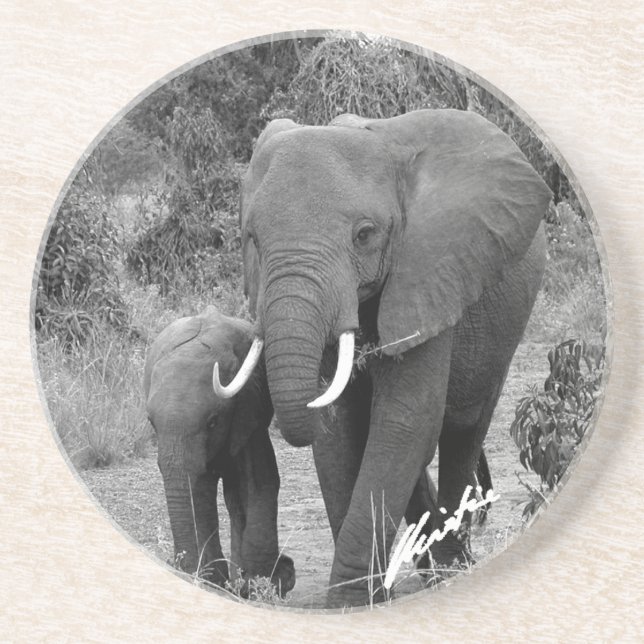 En Grès Dessous de verre d'éléphant et de veau (Devant)