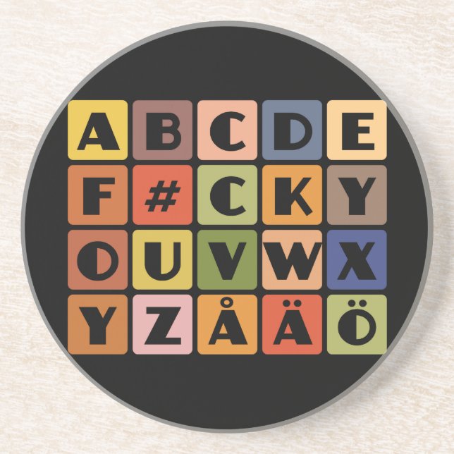 En Grès Dessous de verre des alphabets coquins (Devant)