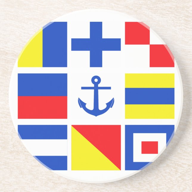 En Grès Dessous de verre des drapeaux maritimes (Devant)