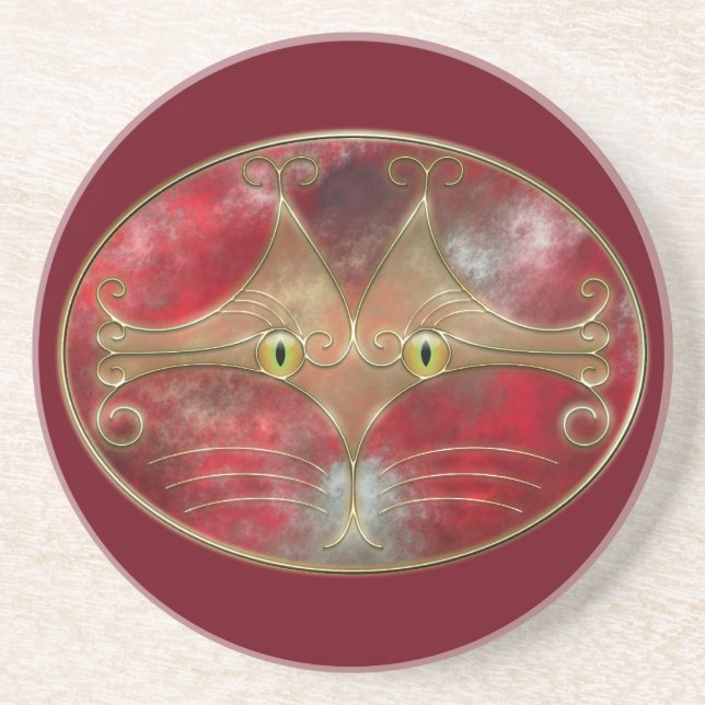 En Grès Dessous de verre des yeux de chat (Devant)