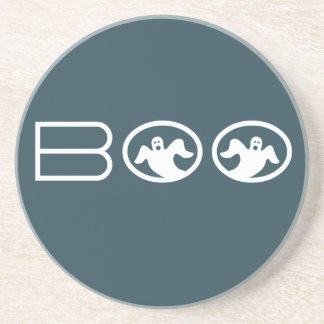 En Grès Dessous de verre d'Halloween de Boo, bleu et blanc