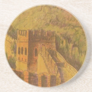 En Grès Dessous de verre d'insigne de la Grande Muraille