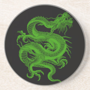 En Grès Dessous de verre Draco Dragon Vert