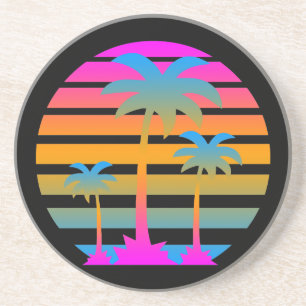 En Grès Dessous de verre du coucher de soleil des palmiers