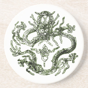 En Grès Dessous de verre du Dragon Vert