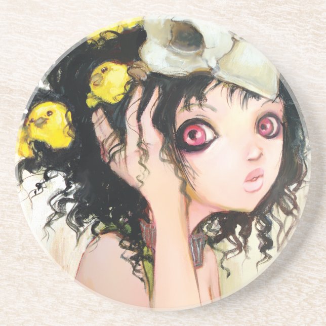 En Grès Dessous de verre du nid de l'oiseau (Devant)