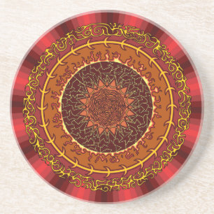 En Grès Dessous de verre Fire Mandala