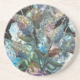 En Grès Dessous de verre Fleurs Abstraites
