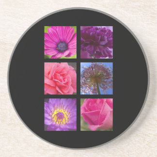 En Grès Dessous de verre - fleurs pourpres roses