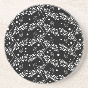 En Grès Dessous de verre floral noir rétro