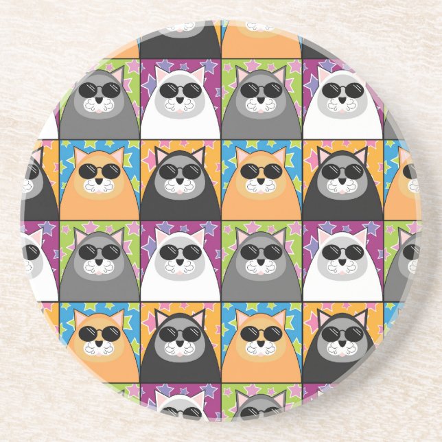 En Grès Dessous de verre frais de chat (Devant)