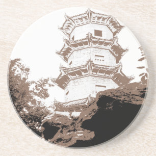 En Grès Dessous de verre historique de la pagode
