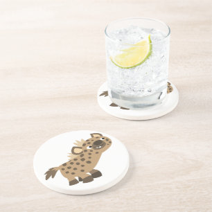 En Grès Dessous de verre Hyena Cartoon Curieux