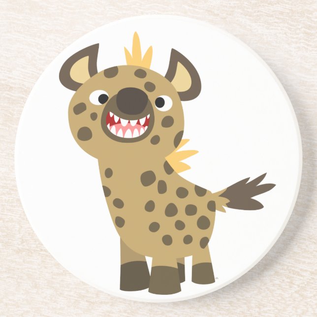En Grès Dessous de verre Hyena Cartoon doux et souriant (Devant)