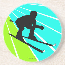 En Grès Dessous de verre inclinés de ski