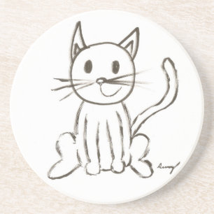 En Grès Dessous de verre Kitty Peint