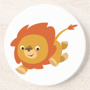 En Grès Dessous de verre Lion Cartoon Fast Cute