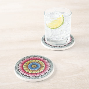En Grès Dessous de verre Lotus Mandala