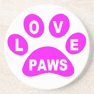 En Grès Dessous de verre Love Paws sur les pattes rose