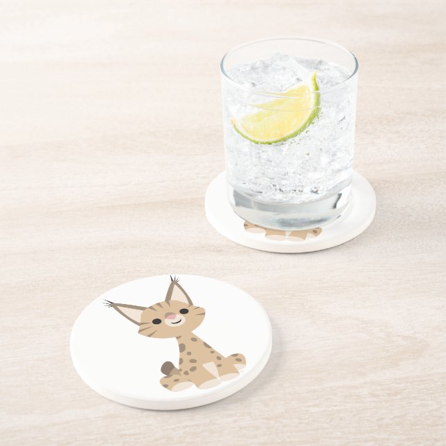 En Grès Dessous de verre Lynx Cartoon mignon (Côté)