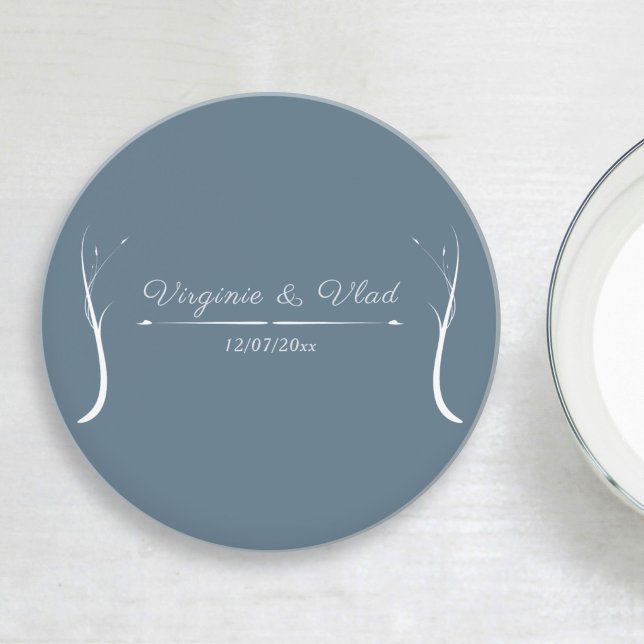 En Grès Dessous de verre Mariage bleu Dusty (Dusty Blue Wedding Coaster)