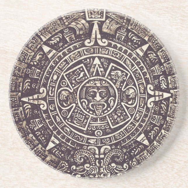 En Grès Dessous de verre maya d'art de calendrier (Devant)