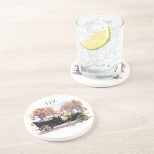 En Grès Dessous de verre monogramme personnalisé de voitur